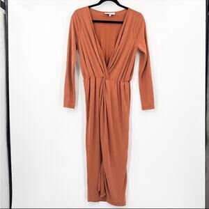L'Academie The Judy Midi Dress in Terracotta Size: Small